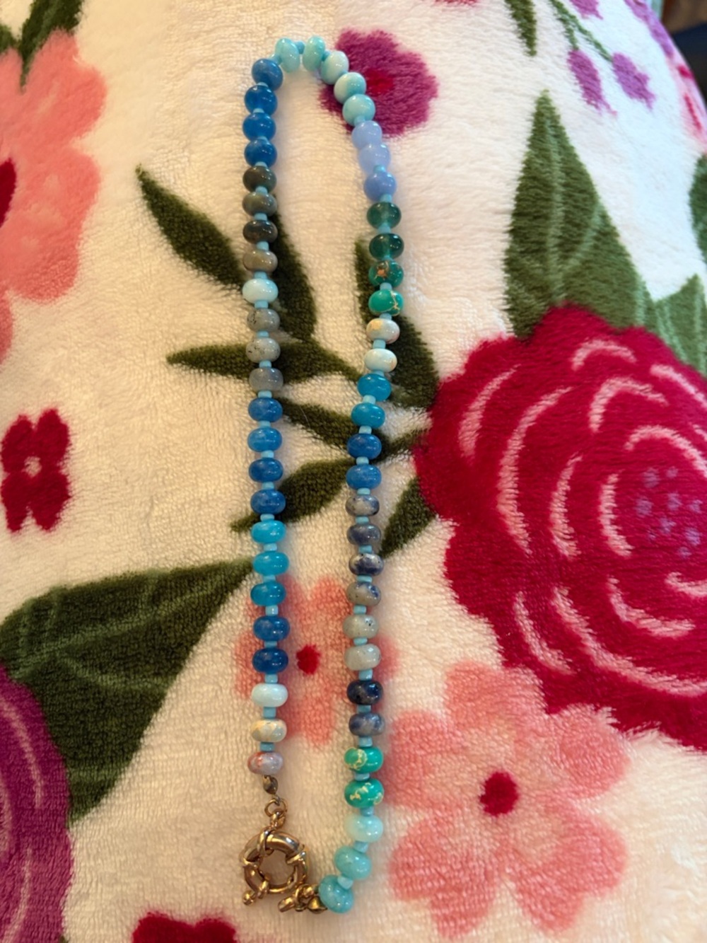 Blue Beaded Necklace - Elegant Blue Strand With Loop to Add Your Favorite Charms